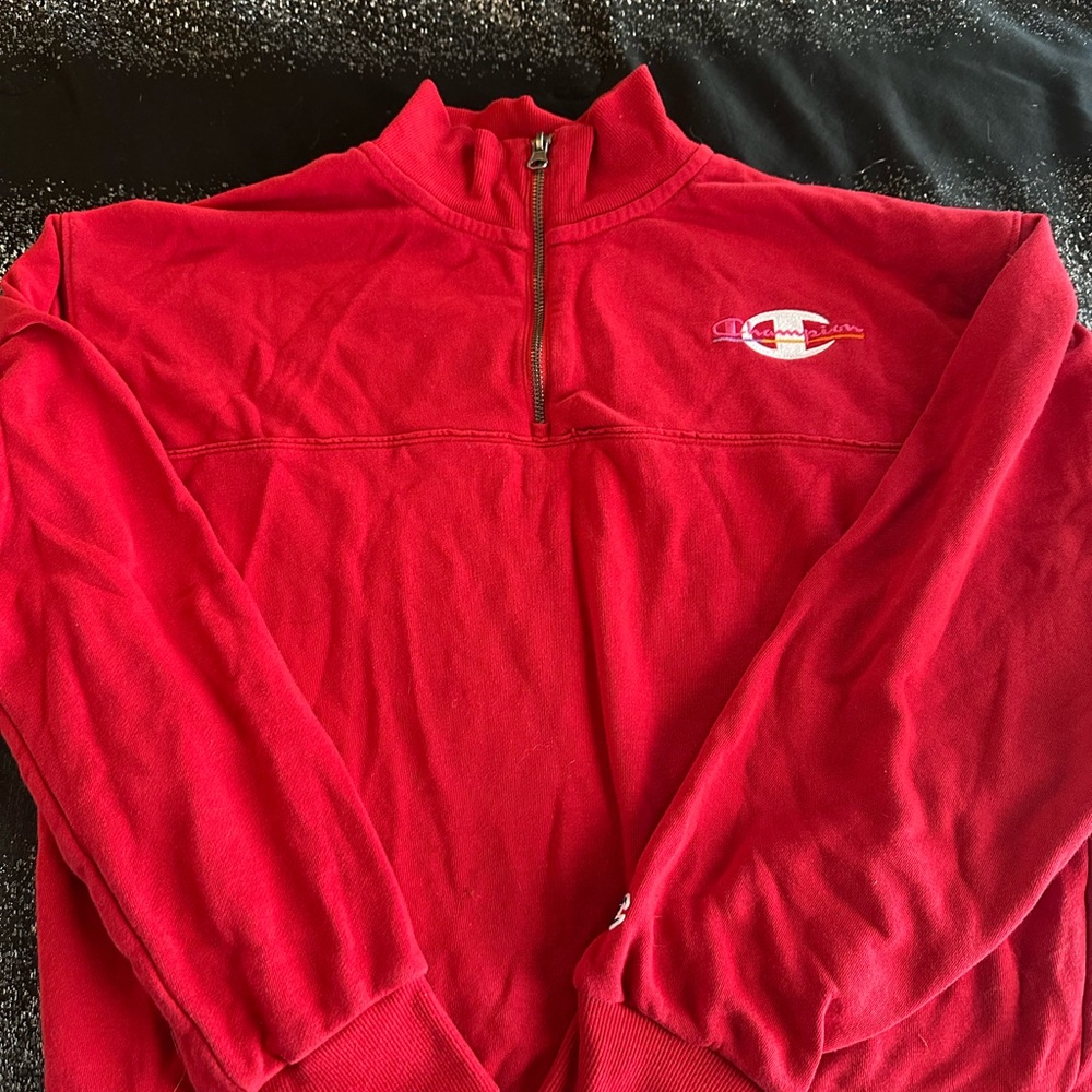 Champion Red Half-Zip Sweatshirt